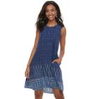 Petite Sonoma Goods For Life&trade; Pintuck Challis Shift Dress, Women's, Size: Xs Petite, Dark Blue