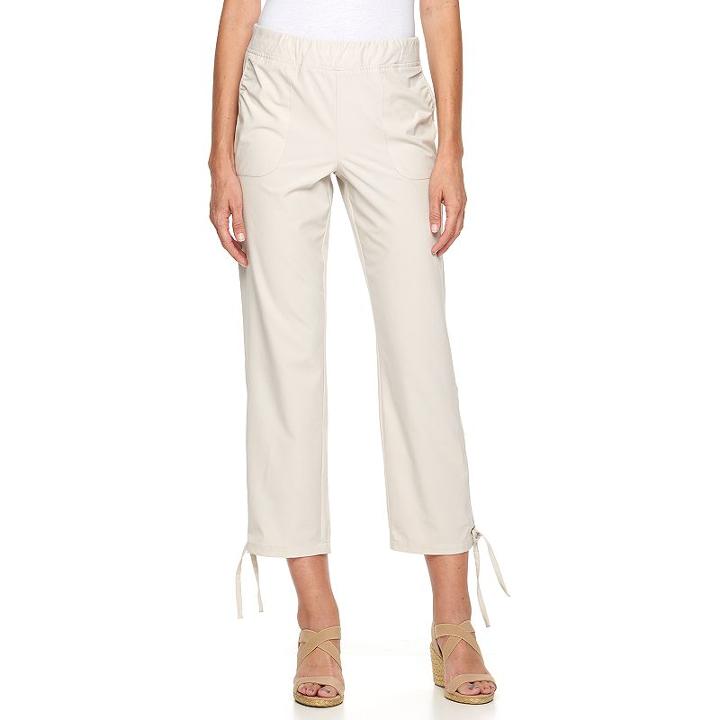 Women's Caribbean Joe Ruched Pull-on Pants, Size: 12, Dark Beige