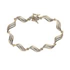 18k Gold Plated Diamond Accent Swirl Bracelet, Women's, Size: 7.25, White