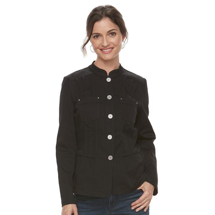 Women's Croft & Barrow&reg; Utility Jacket, Size: Medium, Black