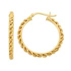 14k Gold Over Silver Rope Chain Hoop Earrings, Women's, Yellow