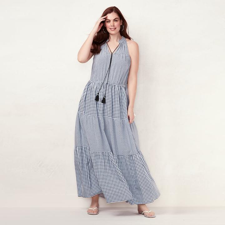 Plus Size Lc Lauren Conrad Halter Maxi, Women's, Size: 3xl, Grey