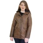 Women's Mo-ka Hooded Faux-leather Anorak Jacket, Size: Medium, Brown