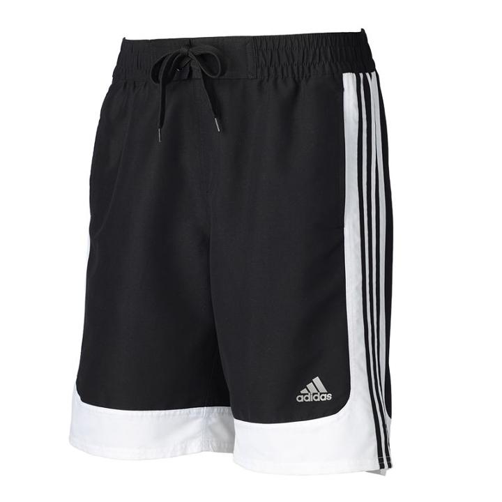 Men's Adidas Colorblock Microfiber Volley Swim Trunks, Size: Xxl, Black