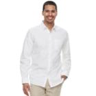 Men's Marc Anthony Slim-fit Linen-blend Stretch Button-down Shirt, Size: Large, White