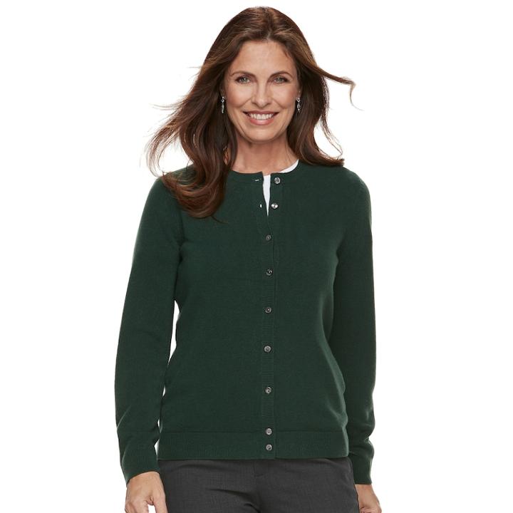 Women's Croft & Barrow&reg; Essential Extra Cozy Cardigan, Size: Small, Dark Green