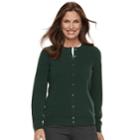 Women's Croft & Barrow&reg; Essential Extra Cozy Cardigan, Size: Small, Dark Green