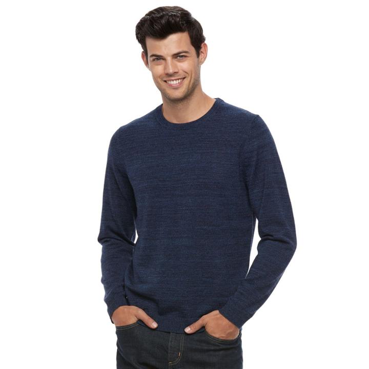 Men's Apt. 9&reg; Merino Wool-blend Crewneck Sweater, Size: Large, Blue (navy)