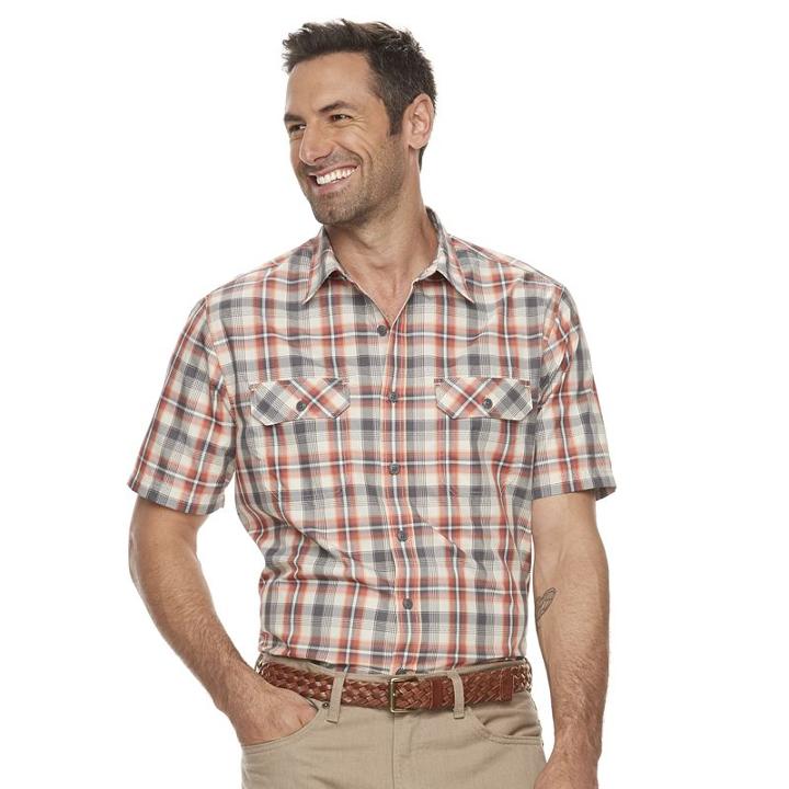 Men's Croft & Barrow&reg; Classic-fit Quick-dry Outdoor Button-down Shirt, Size: Medium, Red