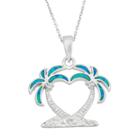 Lab-created Blue Opal Sterling Silver Heart & Palm Tree Pendant Necklace, Women's, Size: 18
