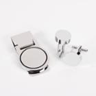 Rhodium-plated Round Cuff Links And Money Clip Set, Men's, Multicolor