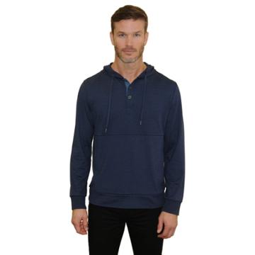 Men's Mountain And Isles Stretch Melange Henley Hoodie, Size: Xxl, Blue (navy)