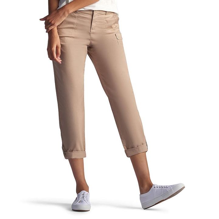 Women's Lee Carsen Relaxed Fit Twill Capris, Size: 14 Avg/reg, Lt Beige