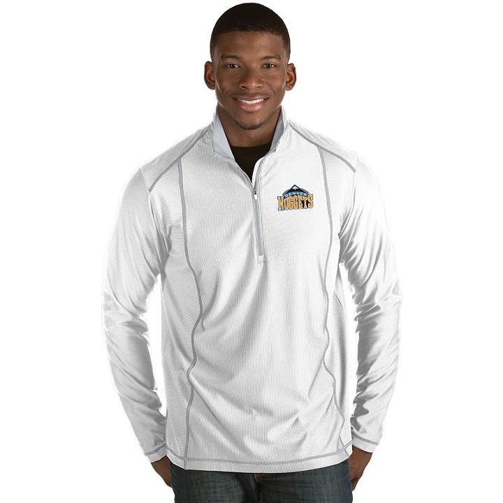 Men's Antigua Denver Nuggets Tempo Quarter-zip Pullover, Size: 3xl, White