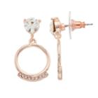 Lc Lauren Conrad Simulated Crystal Nickel Free Hoop Drop Earrings, Women's, Light Pink