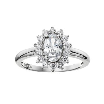 The Silver Lining Cubic Zirconia Silver Tone Flower Halo Ring, Women's, Size: 7, White