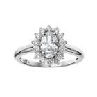 The Silver Lining Cubic Zirconia Silver Tone Flower Halo Ring, Women's, Size: 7, White