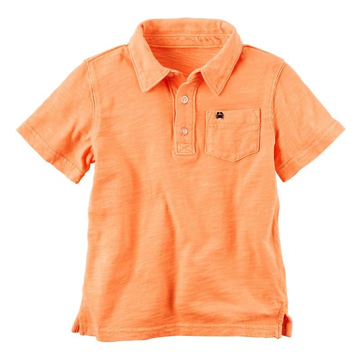 Boys 4-8 Carter's Slubbed Solid Polo, Size: 7, Orange