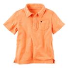 Boys 4-8 Carter's Slubbed Solid Polo, Size: 7, Orange