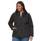 Plus Size Weathercast Zip-front Quilted Jacket, Women's, Size: 2xl, Black