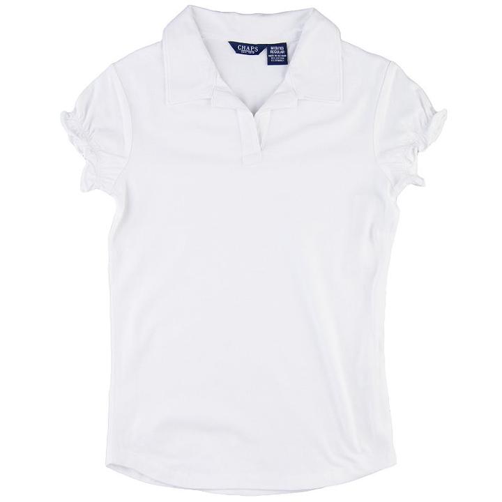 Girls 5-6x Chaps Cinched Short-sleeve School Uniform Polo, Girl's, Size: Medium, White