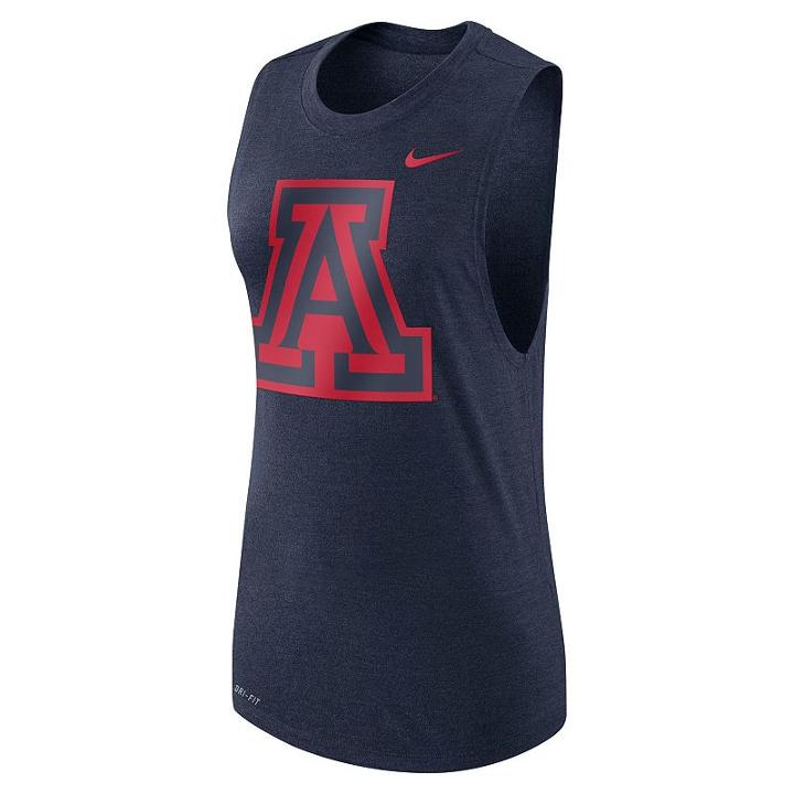 Women's Nike Arizona Wildcats Dri-fit Muscle Tee, Size: Xl, Blue (navy)