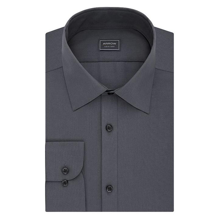 Big & Tall Arrow Regular-fit Poplin Wrinkle-free Dress Shirt, Men's, Size: 16.5 35/6t, Grey Other