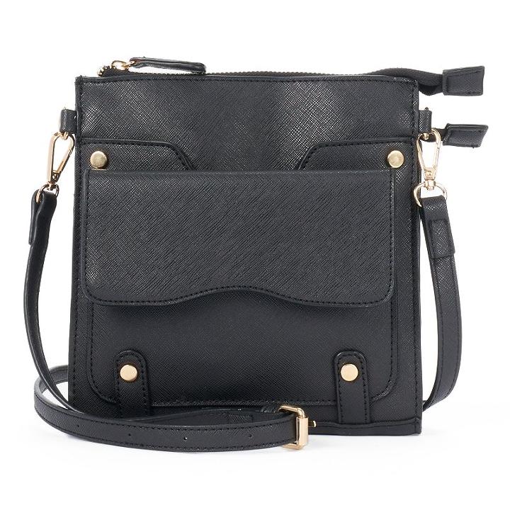 Kiss Me Couture Double Entry Crossbody Bag, Women's, Black