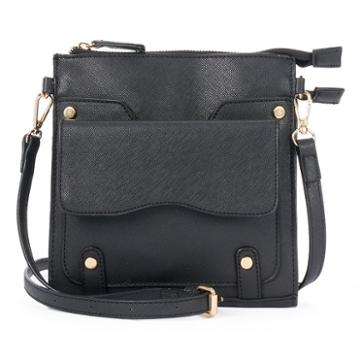 Kiss Me Couture Double Entry Crossbody Bag, Women's, Black