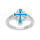 Lab-created Blue Opal Sterling Silver Cross Ring, Women's, Size: 9
