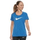 Women's Nike Swoosh Short Sleeve Graphic Tee, Size: Small, Dark Blue