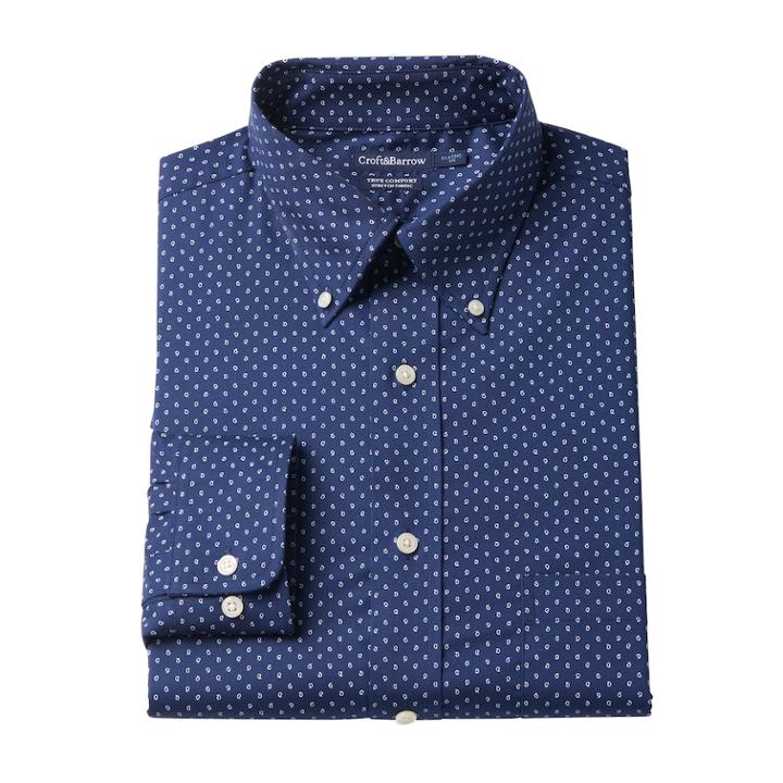 Big & Tall Croft & Barrow&reg; True Comfort Regular-fit Dress Shirt, Men's, Size: 17.5 38/9t, Blue