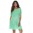Wrapper, Juniors' Plus Size Lace A-line Dress, Girl's, Size: 1xl, Green Oth