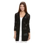 Women's Apt. 9&reg; Pointelle Cardigan, Size: Large, Black