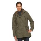 Women's Sebby Collection Hooded Twill Anorak Parka, Size: Small, Green