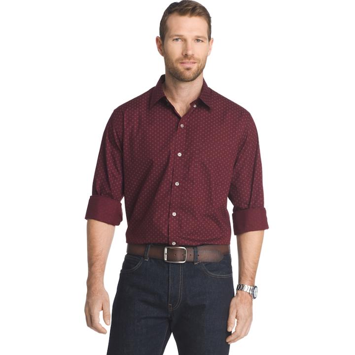 Big & Tall Van Heusen Flex Stretch Slim-fit Button-down Shirt, Men's, Size: L Tall, Dark Red