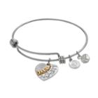 Love This Life Crystal You Are My Sunshine Heart Charm Bangle Bracelet, Women's, White
