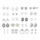 Mudd&reg; Heart, Moon & Peace Sign Nickel Free Stud Earring Set, Women's, Silver