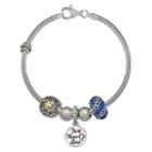 Individuality Beads Crystal Sterling Silver Snake Chain Bracelet & Faith Charm & Bead Set, Women's, Size: 8, Blue