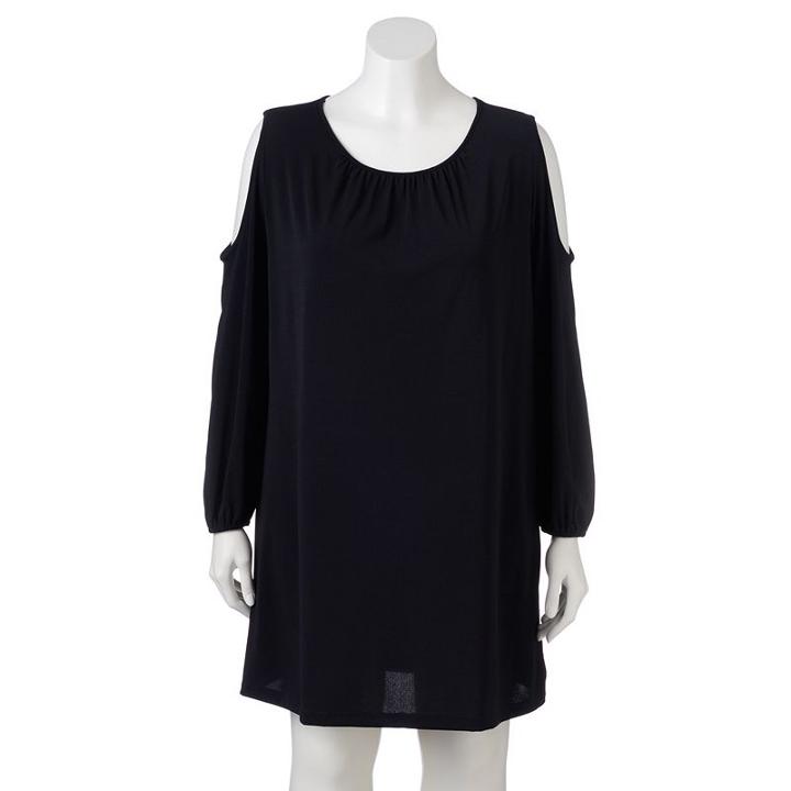 Plus Size Apt. 9&reg; Cold-shoulder Shift Dress, Women's, Size: 1xl, Black