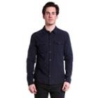 Men's Excelled Slim-fit Dobby-striped Snap-front Shirt, Size: Xxl, Blue