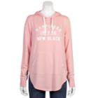 Juniors' Plus Size Grayson Threads Happiness Is The New Black Graphic Hoodie, Teens, Size: 1xl, Dark Pink