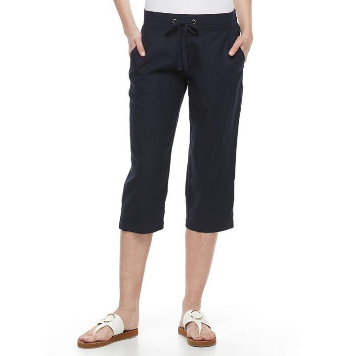 Women's Croft & Barrow&reg; Linen-blend Capris, Size: Medium, Blue