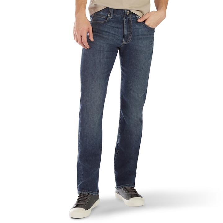 Men's Lee Extreme Motion Stretch Slim Straight Jeans, Size: 42x32, Dark Blue
