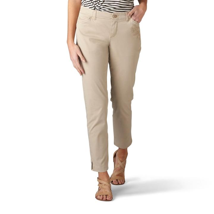 Women's Lee Straight-leg Tailored Chino Pants, Size: 16 T/l, Lt Brown