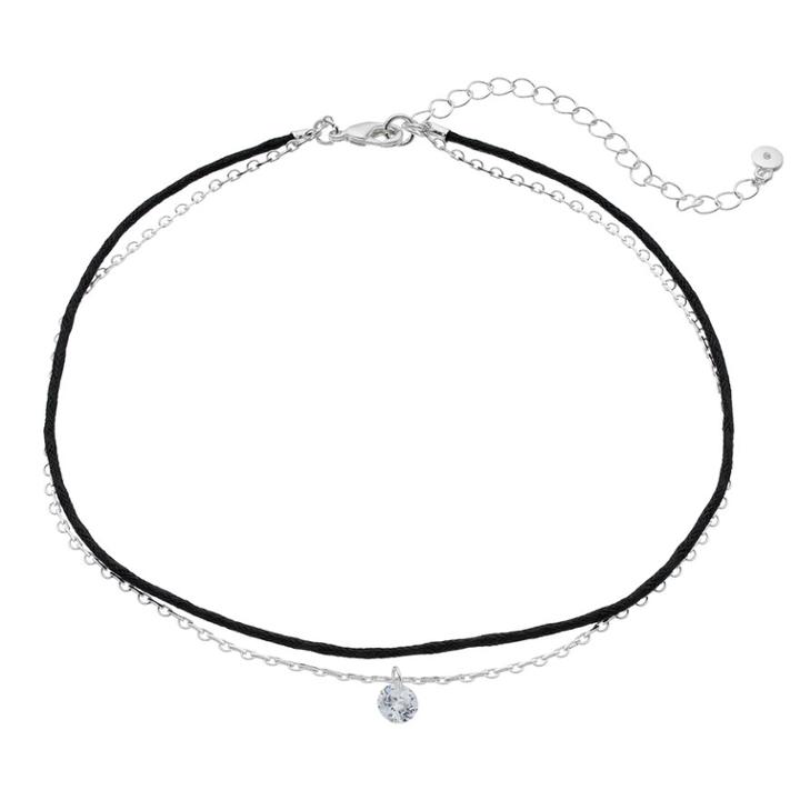 Lc Lauren Conrad Cubic Zirconia Solitaire Double Strand Choker Necklace, Women's, Silver