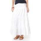 Women's Chaps Tiered Maxi Skirt, Size: Small, White