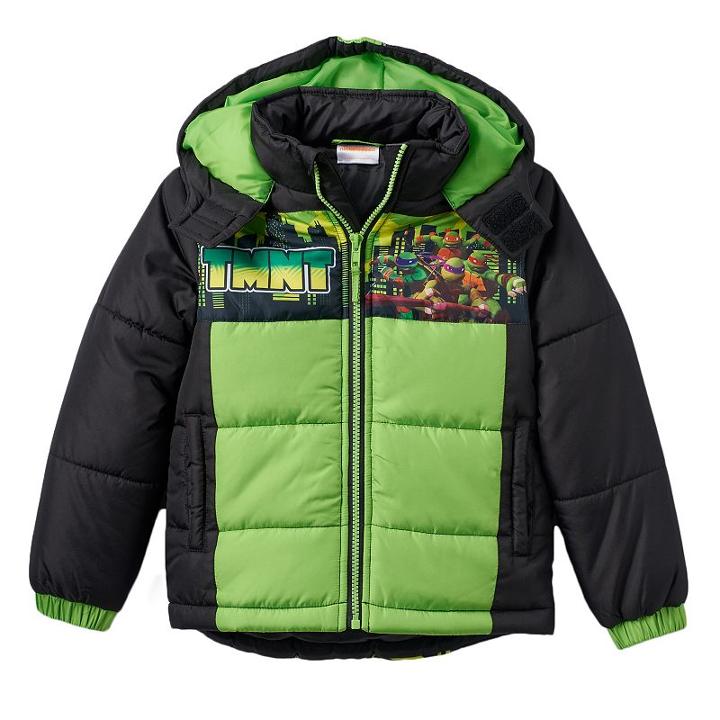 Boys 4-7 Teenage Mutant Ninja Turtles Hooded Puffer Jacket, Boy's, Size: 6, Green