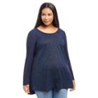 Plus Size Maternity Oh Baby By Motherhood&trade; Mixed-media Tunic, Women's, Size: 2xl, Blue (navy)