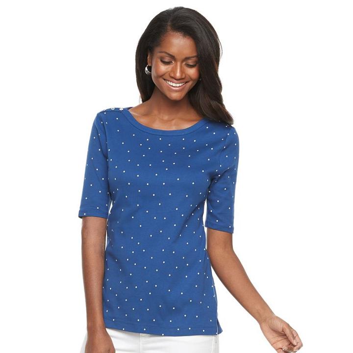 Women's Croft & Barrow&reg; Button-shoulder Tee, Size: Xs, Dark Blue